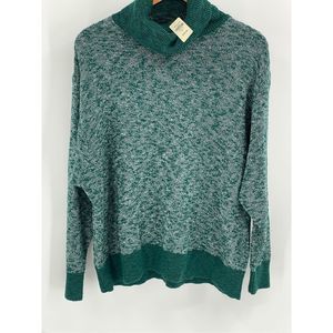 L.L. Bean Sweater Turtleneck‎ Women’s Small Green Cotton Linen Blend Oversized